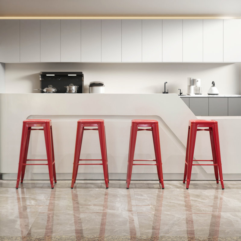 30-inch Backless Metal Bar Stool Stackable Heavy-duty Counter-height Chair For Home Bars Patios Kitchen Islands Cafes Restaurants Bistros And Dining Areas For Indoor & Outdoor Use