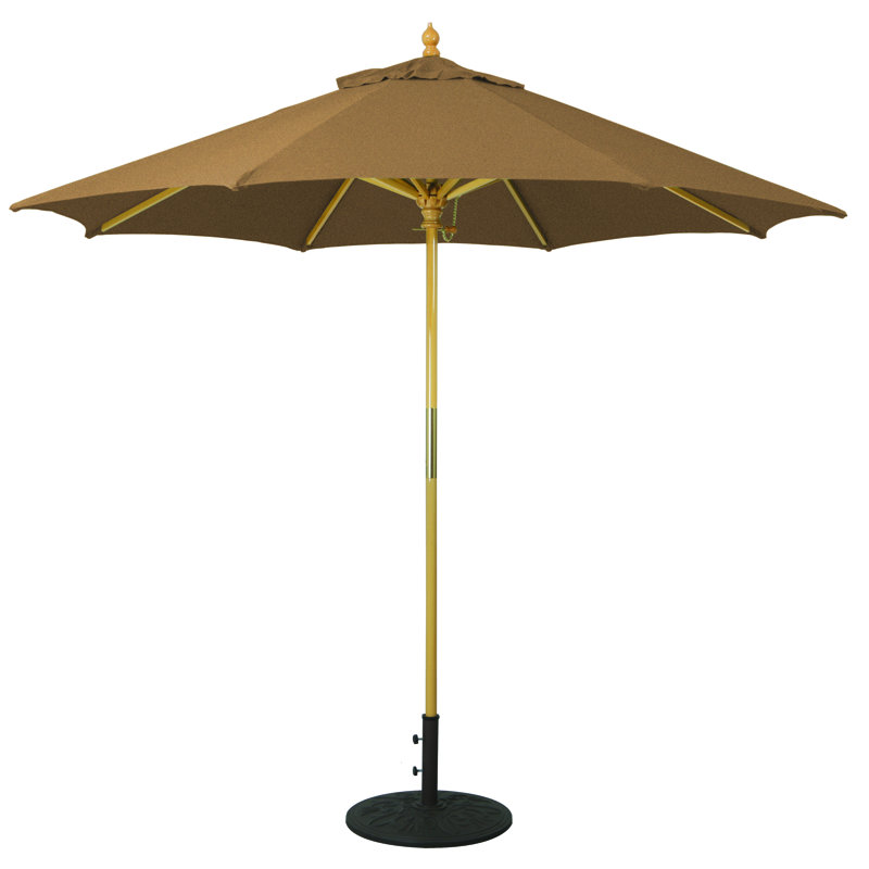 Parasol de marché 9 pi Nadasha, Teak Sunbrella® Canvas