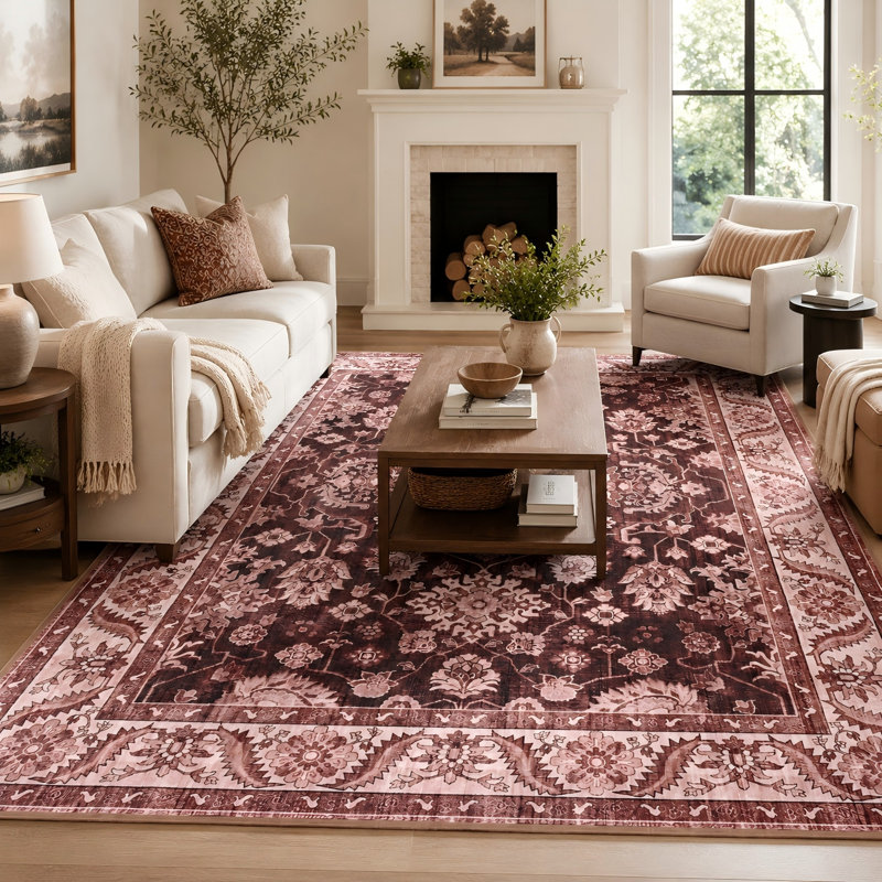 Fillender Washable Soft Vintage Rug Fashion Floral Rug For Living Room Dorm Decor, Rectangle 4' x 6'