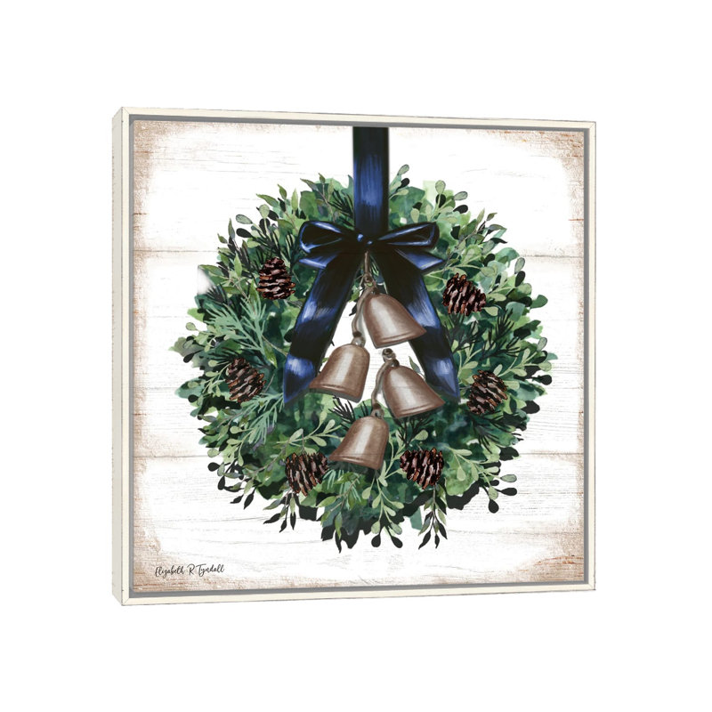 Marine Bow Wreath - reproduction d'art murale - toile encadrée, Blanc patiné, H 37 po x l 37 po