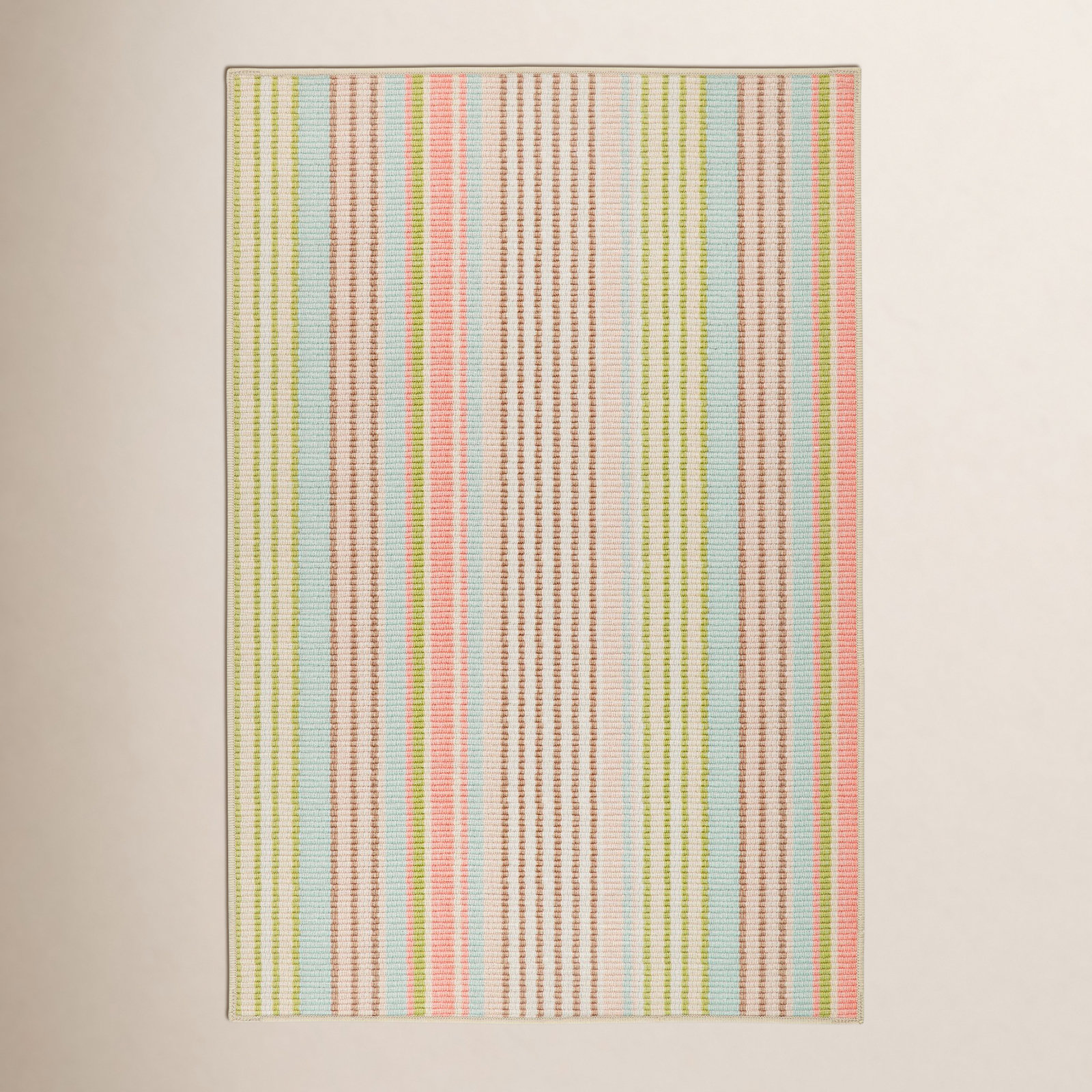Ana Ticking Aqua Machine Washable Rug, Runner 2'6" x 8'