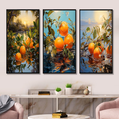 Sunset Sienna Tangerine Twilight - Fruits Wall Decor Set Of 4
