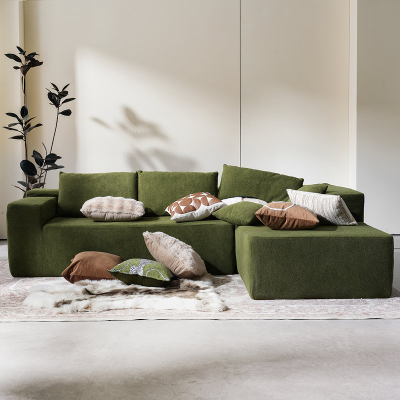 Canapé en velours côtelé sans compression, Orienté à droite, Ours en peluche vert