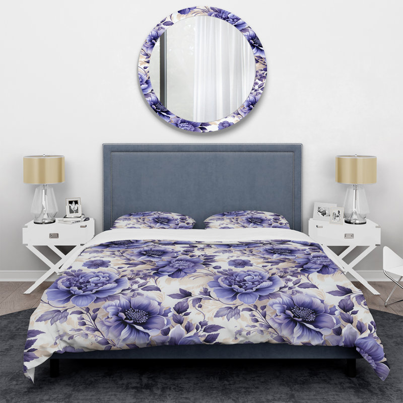 Ensemble de housse de couette à motif floral victorien Coastal Tranquility, Housse de couette pour grand lit et 2 taies décor