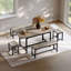 Ensemble de table de salle à manger 5 pièces, table de salle à manger extensible 63 po avec 2 bancs et 2 tabourets carrés, ensemble de table de cuisine-131145060