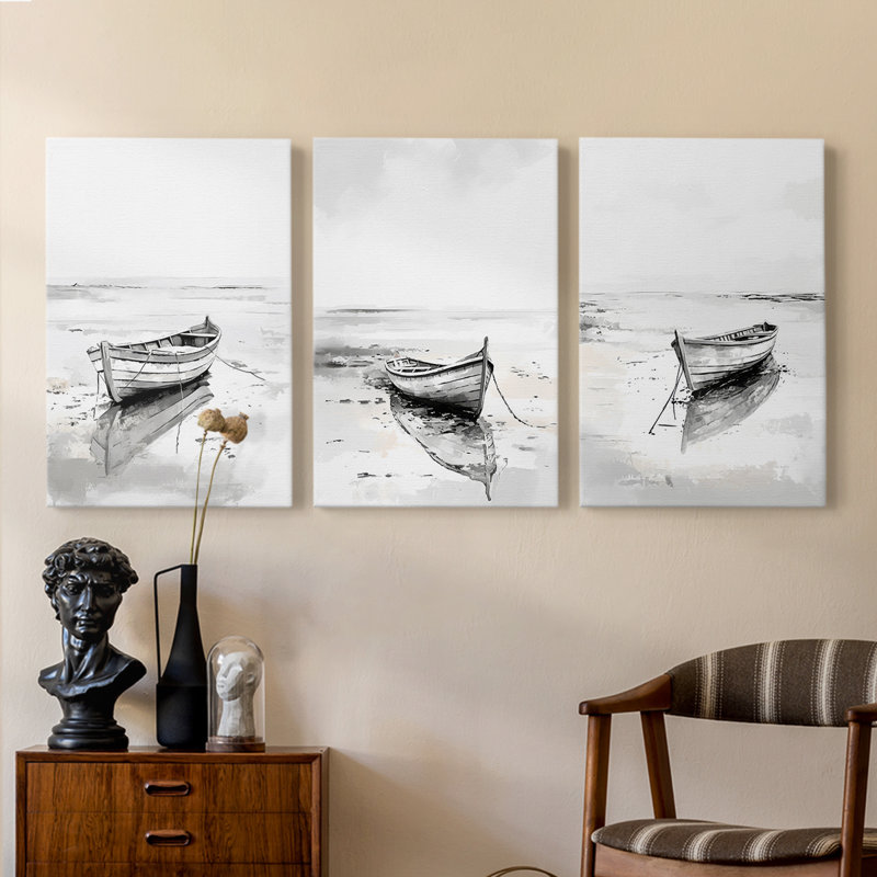 Série Sea and Shore CXVII - Ensemble de toiles tendues avec châssis Premium - Prêt à être accroché