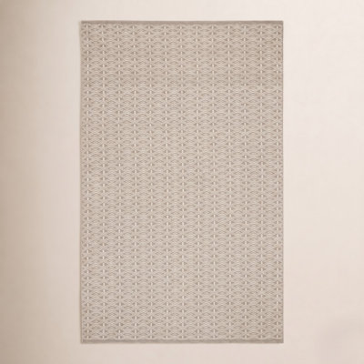 Grey Hand-Woven Geometric Cotton Rug