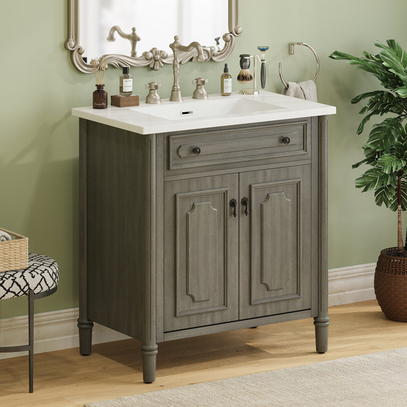 Meuble-lavabo 31 po avec lavabo, Gris antique