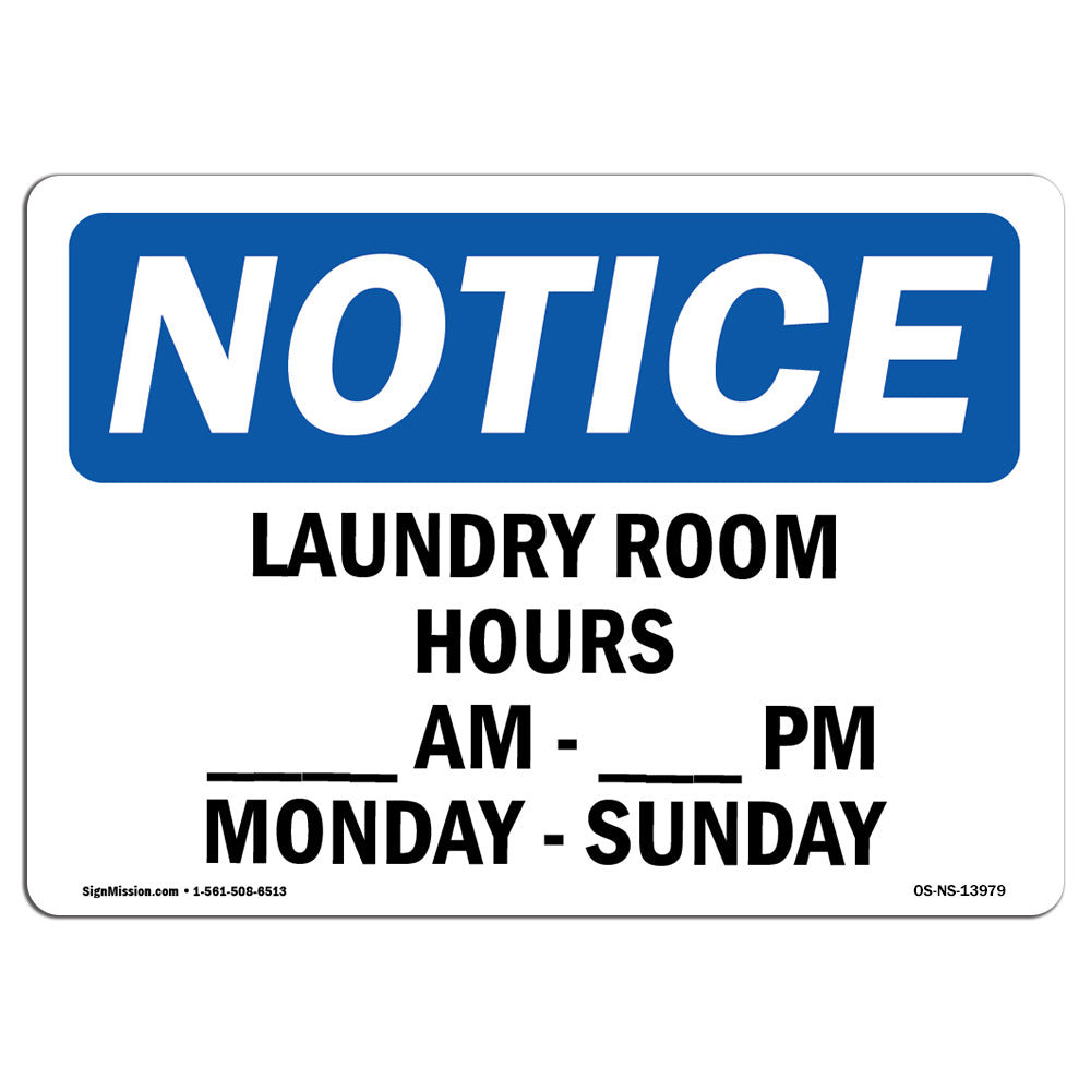 SignMission Laundry Room Hours Am to Pm Monday Sign | Wayfair