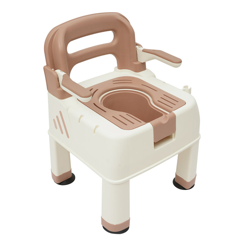 4-in-1 Shower Chair with Commode - Waterproof Bath Seat with Flip-Up Armrests, Portable Toilet Aid & Squat Converter for Elderly
