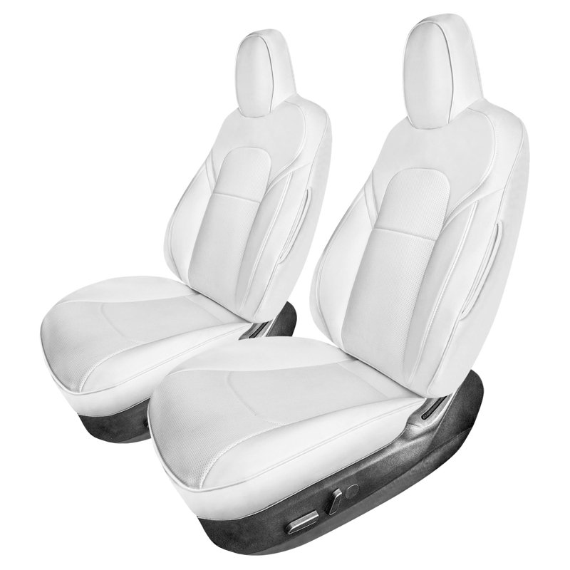 Ensemble de housses de siège d'auto en similicuir sur mesure pour modèle Tesla, Blanc