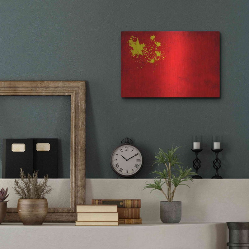«China», art mural en métal, H 12 po x l 16 po