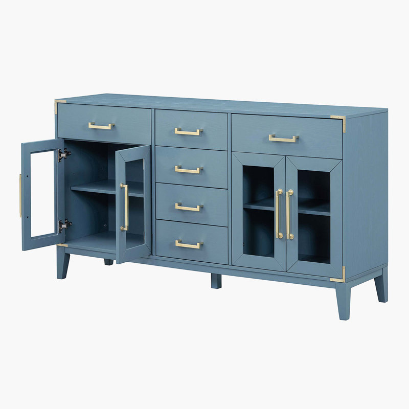 Mankato 60.03'' Sideboard,Sideboard,Buffet table with rubber wood frame, Antique Blue