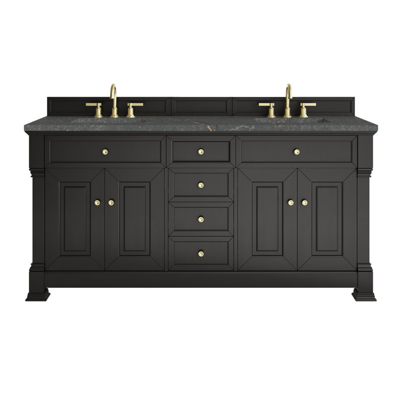 Brookfield 72'' W Double Vanity, Parisien Bleu, Black Onyx