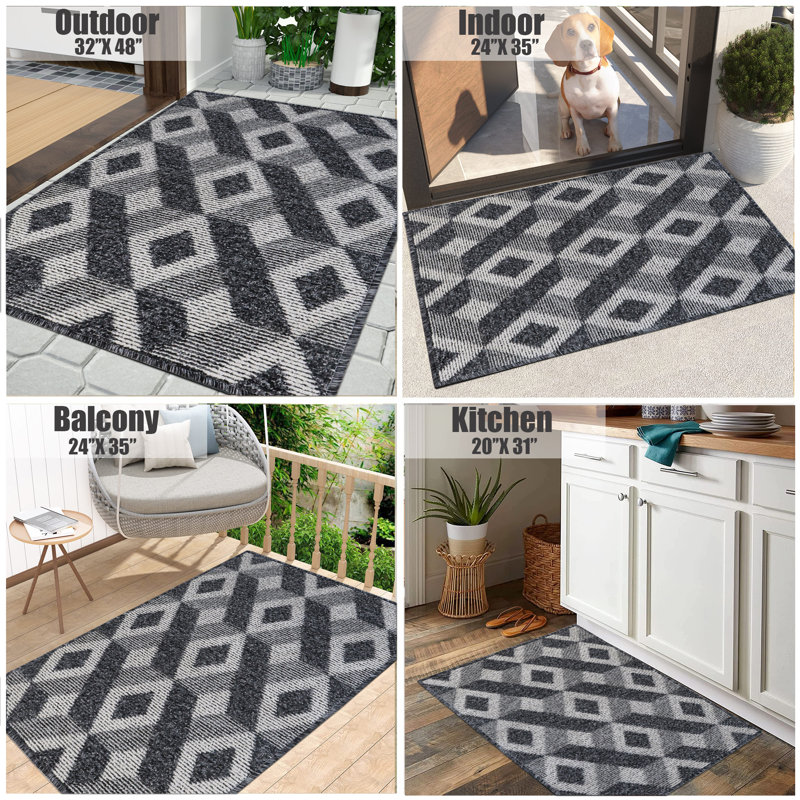 Tapis de porte d'extérieur antidérapant Kadience, Noir, L 32 po x L 48 po