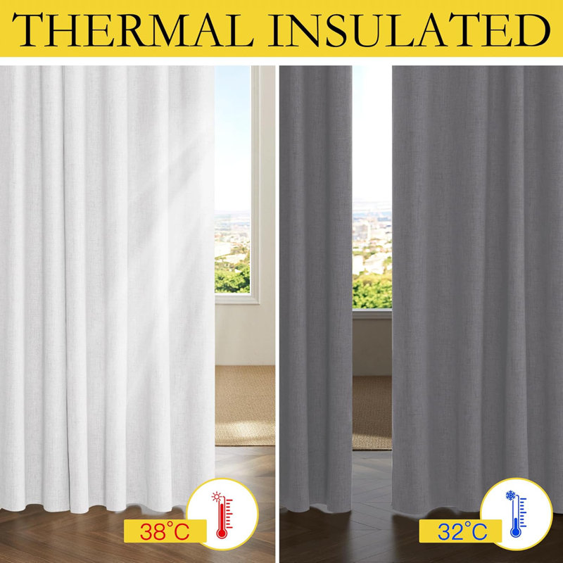 NICETOWN Burlap Vintage 2 Panels Faux Linen 100% Blackout Curtains, Rod Pocket Style, Thermal Insulated & Noise Reducing Drapes for Living Room, Bedroom, Modern, Farmhouse