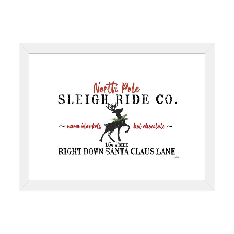 «Sleigh Rides» par House Fenway - Art textuel, H 24 po x l 32 po x P 1 po, Papier encadré blanc, Blanc