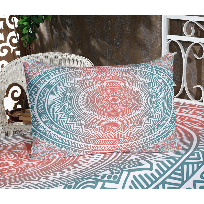 Drap-housse et taies décoratives bleu sarcelle et corail Ambesonne, King Sheet Set + 5 Additional pieces