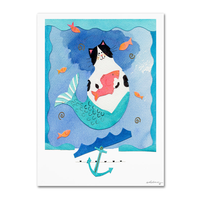 «Mermaid Cat 1», reproduction sur toile, H 19 po x l 14 po x P 2 po