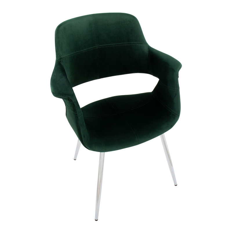 Chaise avec accoudoirs rembourrée Quirico, Chrome, Vert