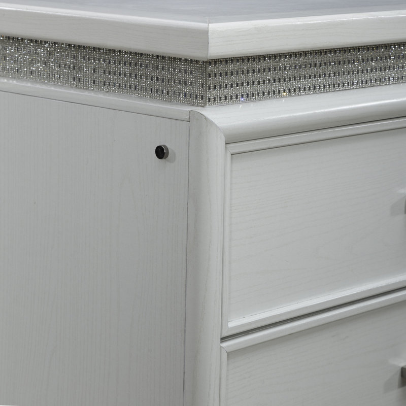 Oxford California King Upholstered Bed, Dresser & Mirror, Chest Bedroom Set, 4 Pcs: Bed, 2 Dressers, Dresser Mirror