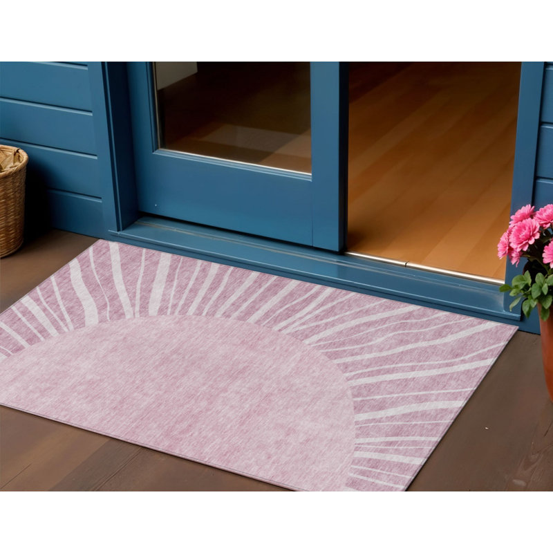 Tapis intérieur lavable abstrait 3 pi x 5 pi rose et mauve