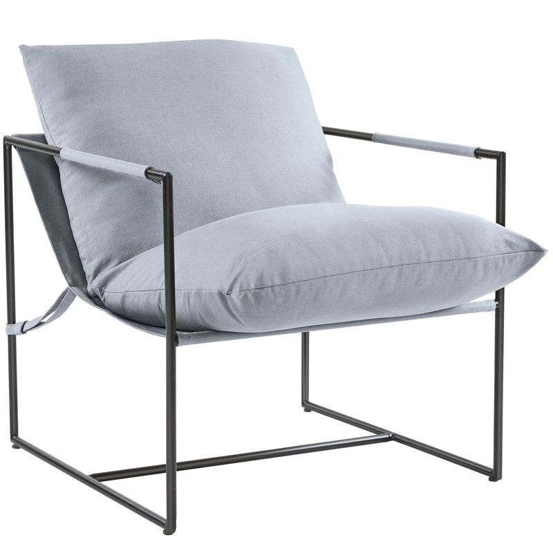 Chaise d'appoint rembourrée en métal Cliatt, Polyester gris clair