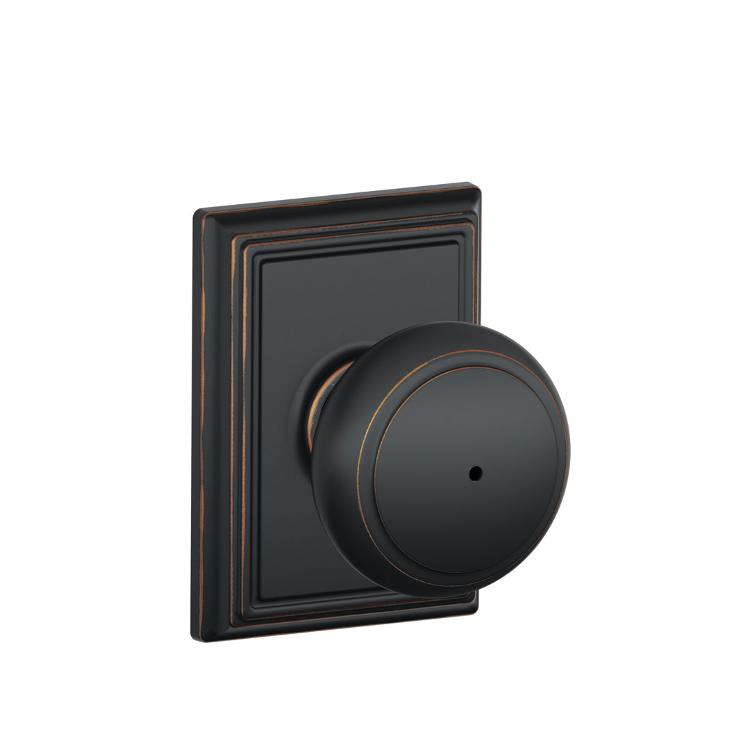 Andover Knob with Addison Trim Bed and Bath Lock Schlage 