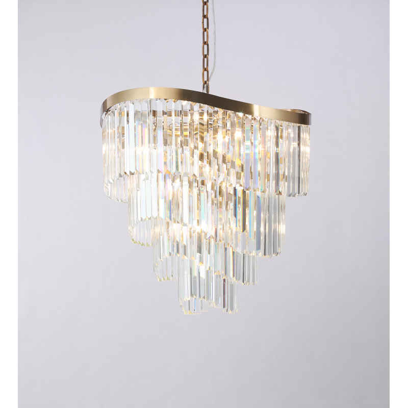 Deboer 12 - Light Crystal Pendant, Satin Brass