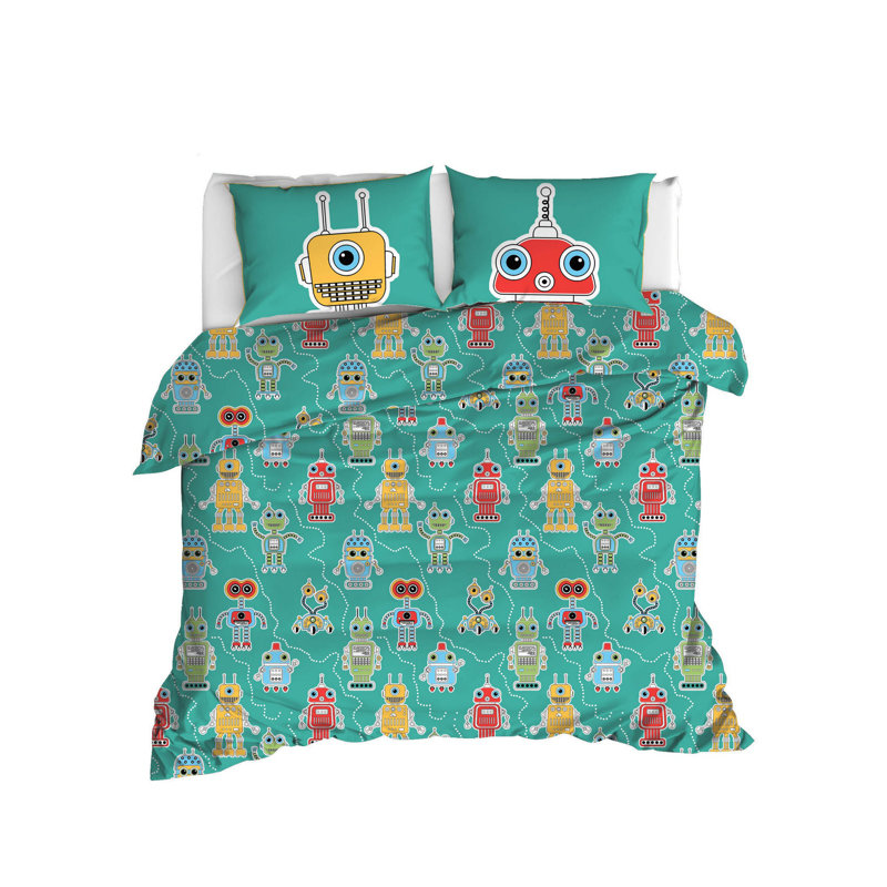 Ensemble de housse de couette 100% coton vert / jaune / rouge / blanc Brantner