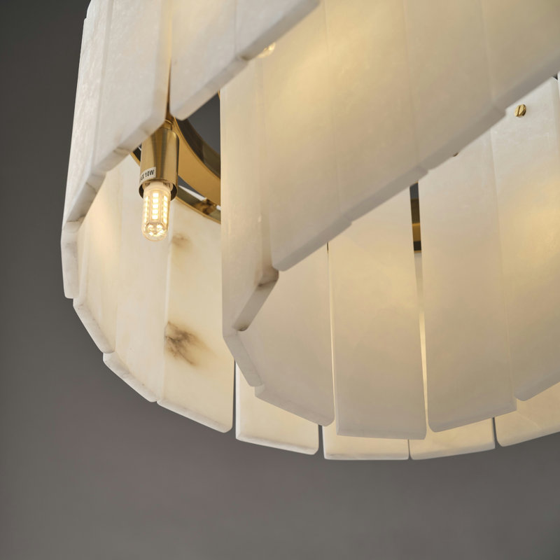 Alabaster Rectangular Chandelier L40 Inch(Dimmable Bulbs Include)