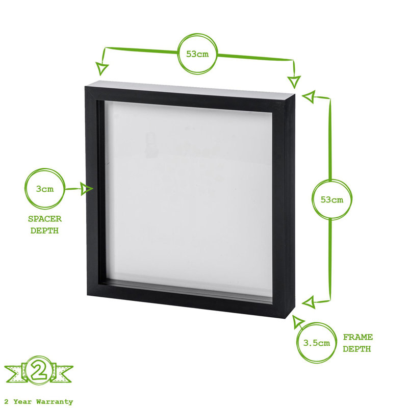 Nicola Spring - 3D Box Photo Frame, 50.8cm H x 50.8cm W x 3.5cm D, Black