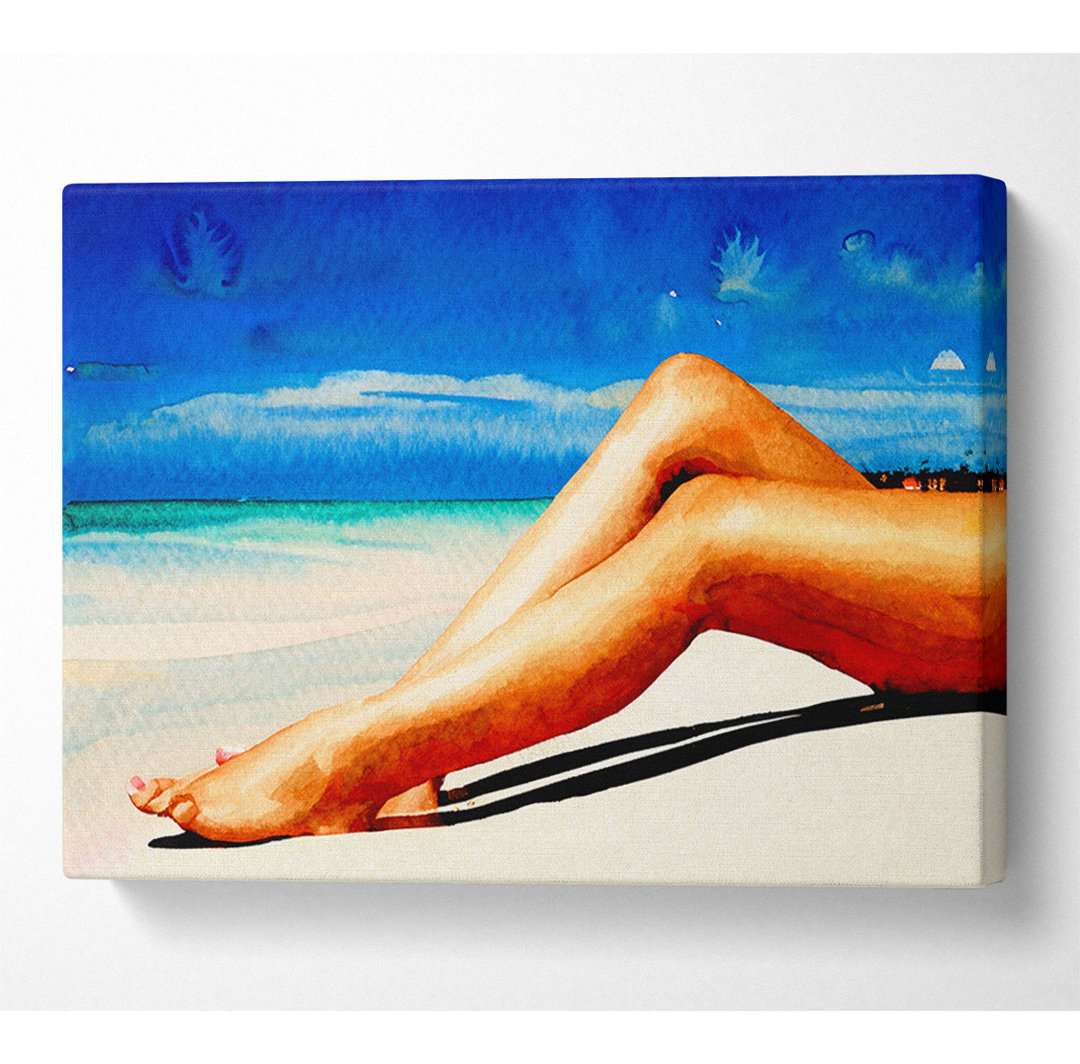 Strand Babe Leinwand Aquarell