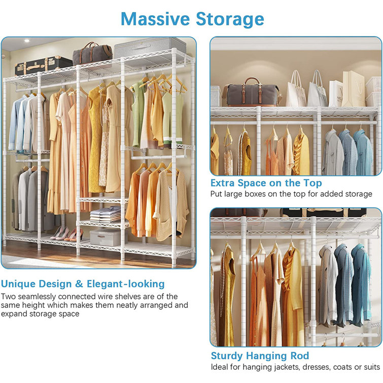 Latitude Run® 75 Inch Freestanding Closet Organizer Garment Rack