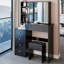 Meuble-lavabo 37 po et tabouret rembourré 37 po, miroir coulissant 24 po x 22 po, rangement multi-couches, style américain, noir pour espaces moyens à moyens