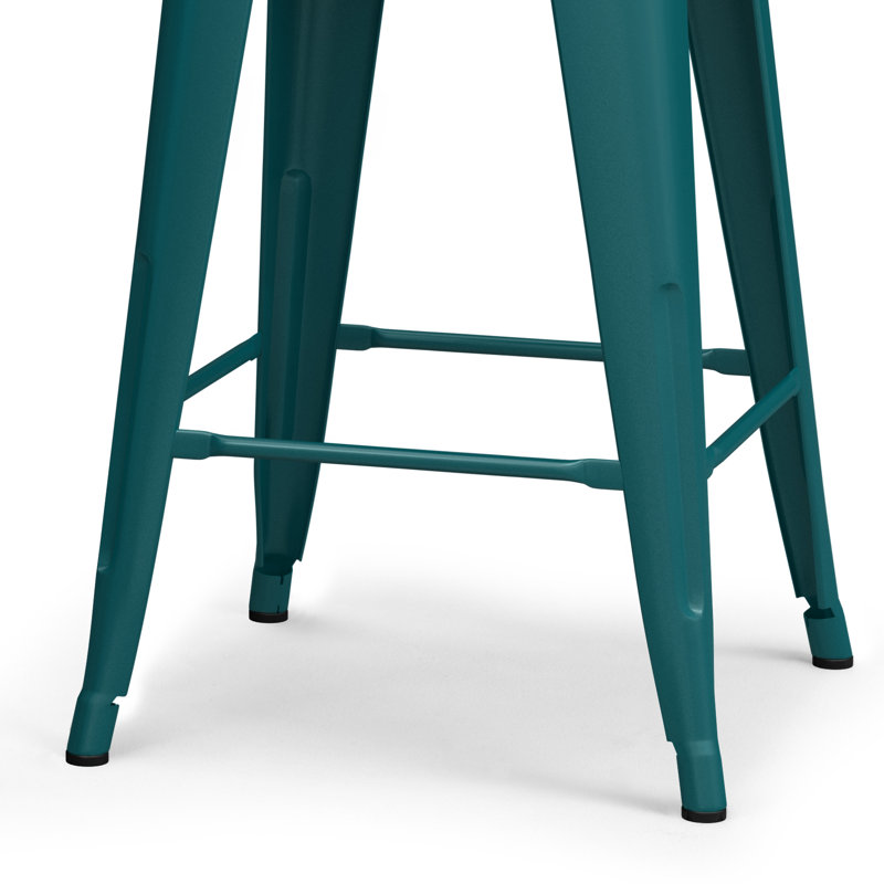 Tabouret en métal Rayne, Tabouret de comptoir (siège d'une hauteur de 24 p, 2, Bleu sarcelle