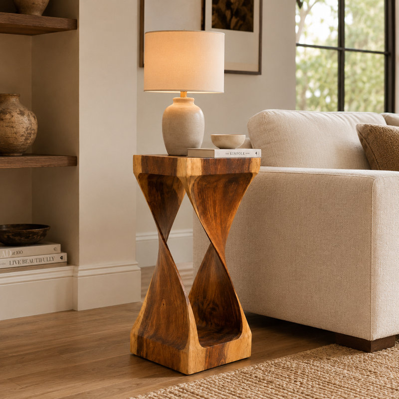 Burruss Solid Wood Tree Stump End Table