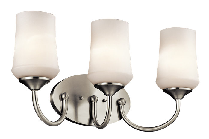 3 - Light Dimmable Vanity Light, Brushed Nickel