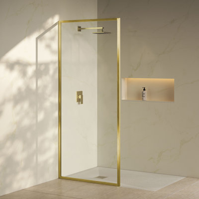Pierre 34 X 76 Framed Fixed 3/8 In. (10Mm) Clear Tempered Glass Shower Door With Frame