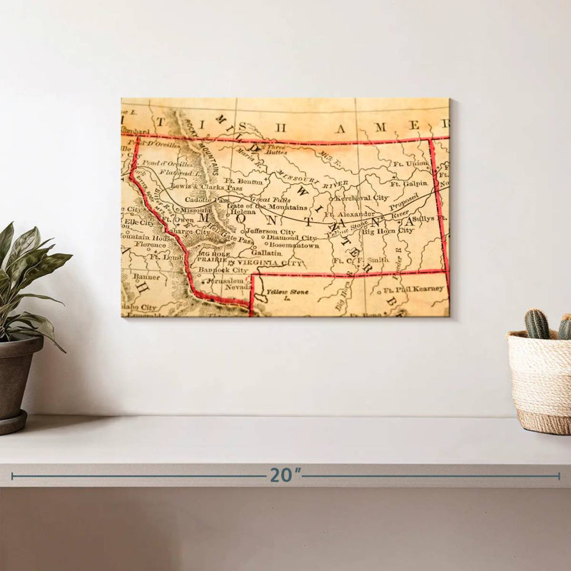 Carte rétro du Montana, Aliaz, H 8 po x l 12 po