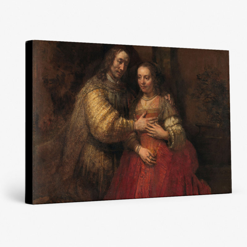 La mariée juive (c. 1665) - Art mural sur toile paysage, 20" W x 16" H