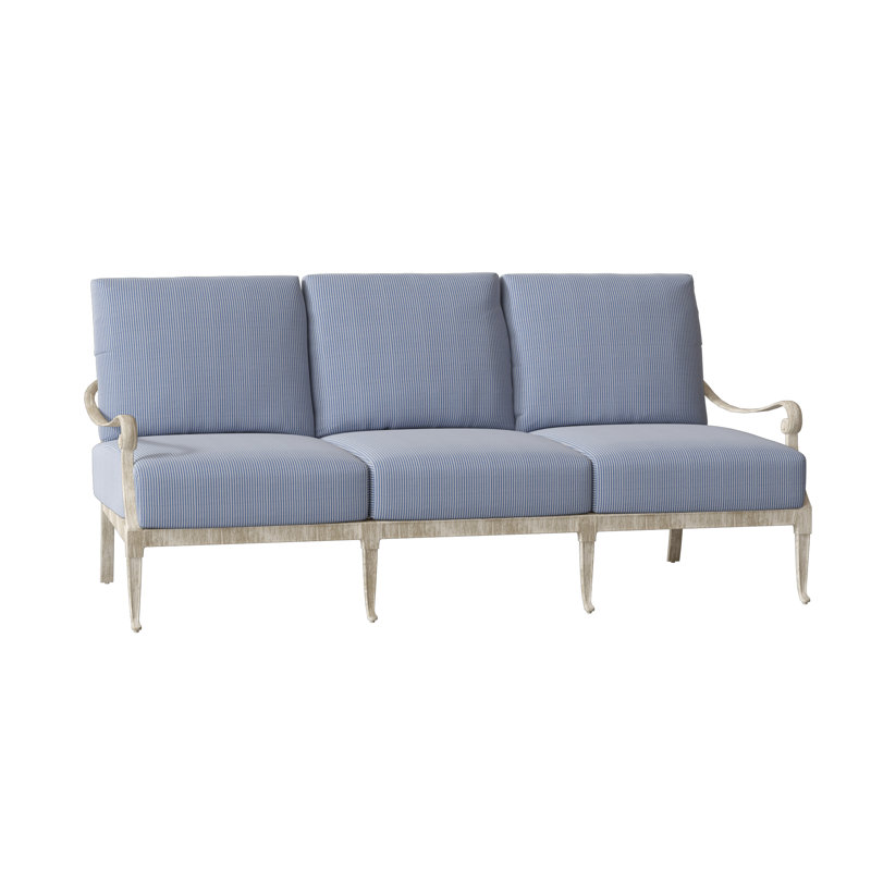 Wiltshire Outdoor 3 - Seat Patio Sofa, Weathered White, Canvas Navy Sunbrella® Canvas