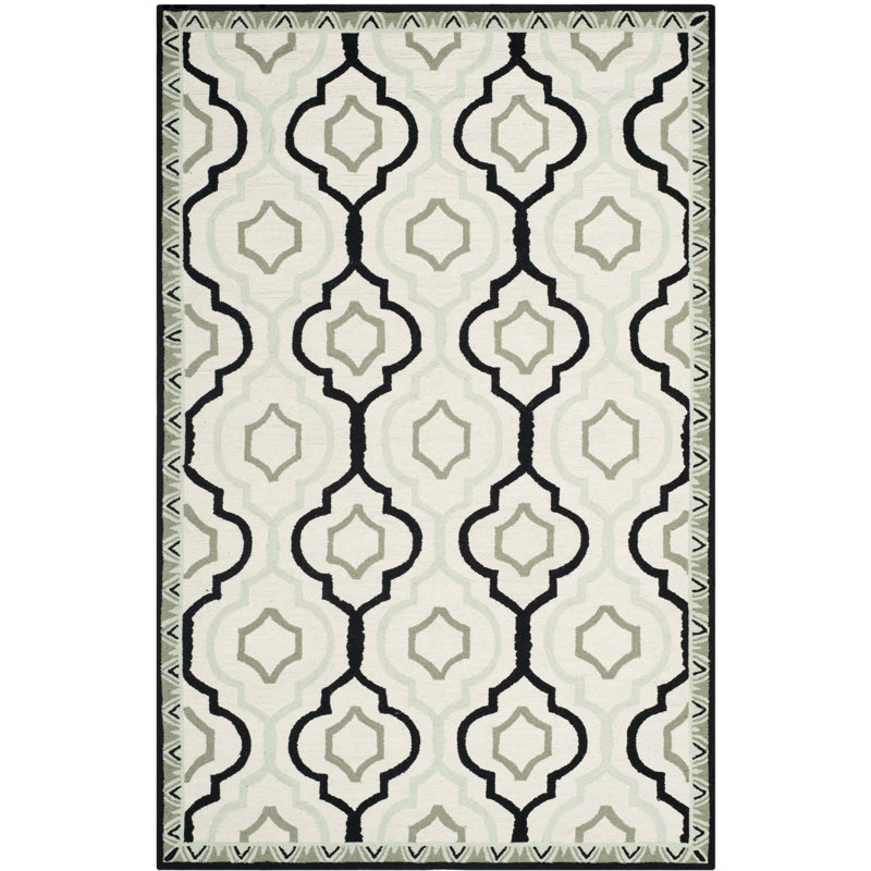 Tapis géométrique en laine crocheté à la main Jonsson, Rectangle 2 pi 9 po x 4 pi 9 po