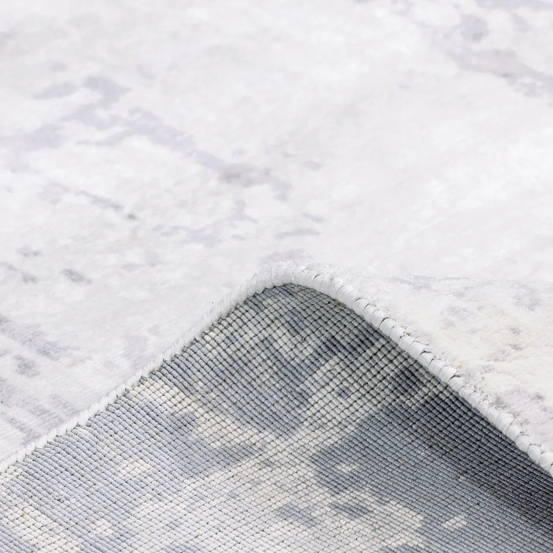 Milo Hand Knotted Area Rug in Gray, Rectangle 5' x 8'