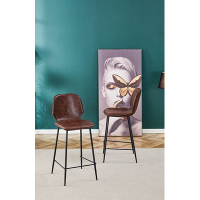 Ariella 30" Upholstered Bar Stool With Metal Base ( Set Of 2)
