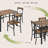 Dining Table Set With Chairs, Wood Kitchen Table, Rustic Brown-379011358-379011354