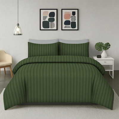 Haffa Microfiber Striped Duvet Cover Set with Pillowcases Included