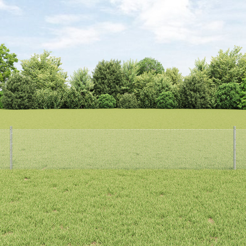 vidaXL Fence with Post Segment Outdoor Barrier Garden Terrace Divider Boundary, 40cm H x 1000cm W, Silver