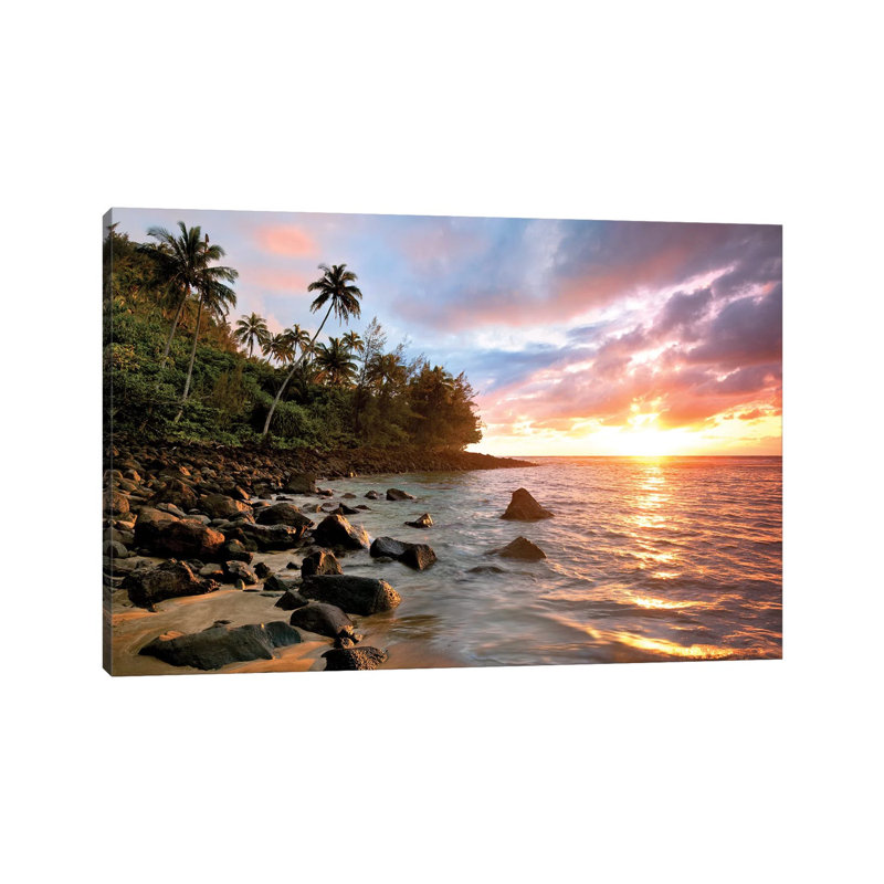 Kauai Sunset by Dennis Frates - Print on Canvas, Wrapped Canvas, 66.04cm H x 101.6cm W x 3.81cm D