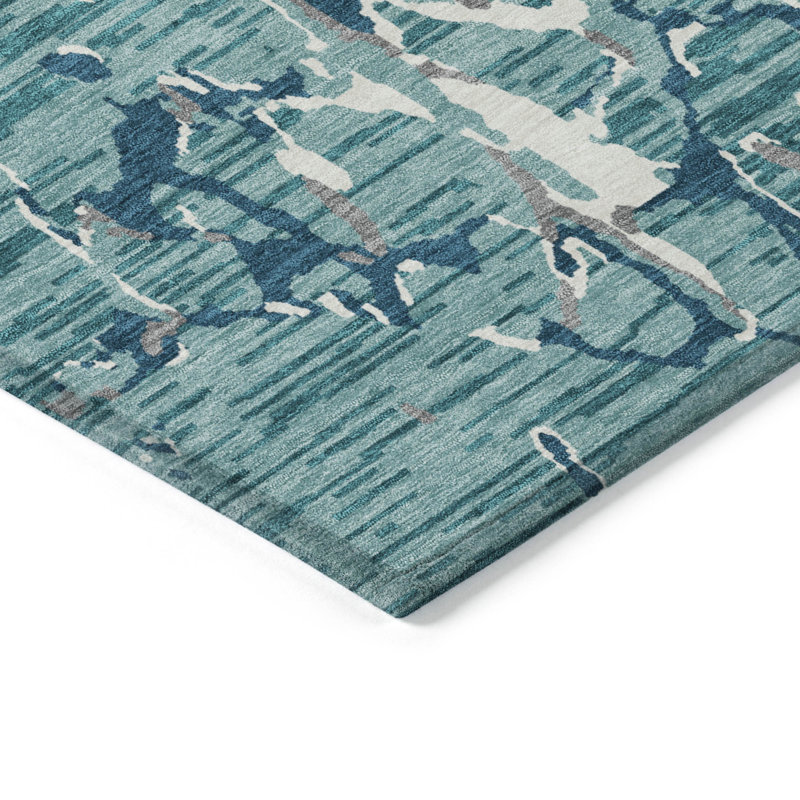 Red Abstract Synthetic Washable Rectangular Rug 30" x 46"